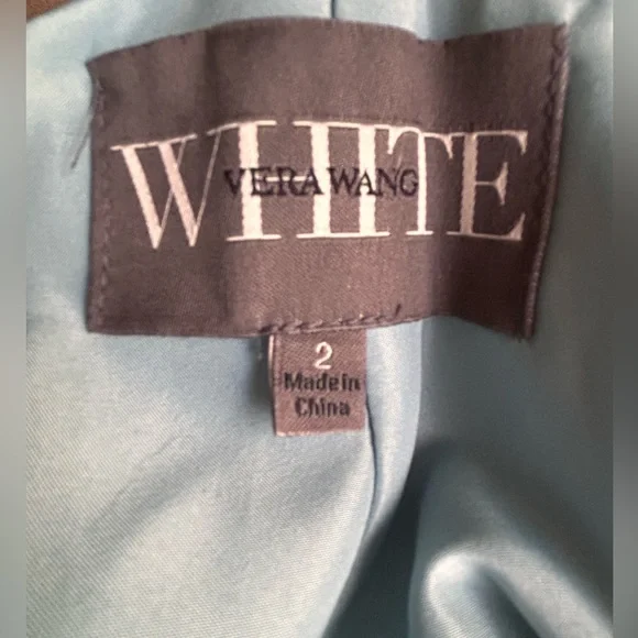 White by Vera Wang dusty baby blue V-Neck Pleated Maxi Dress - Picture 6 of 8